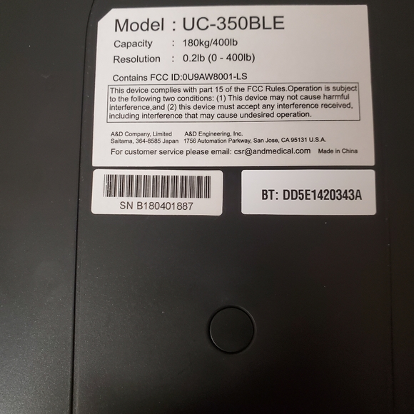 A&D Medical PlusConnect Multi-User Weight Scale  Bluetooth 400 lbs UC-350BLE9405 - Picture 3 of 3